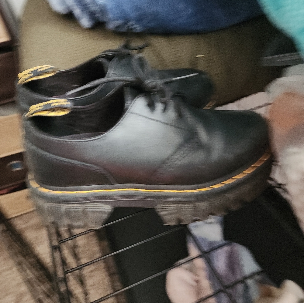 Dr. Martens Black and Yellow Platform Boots